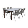 Armen Living Fineline/Clip Eucalyptus/Super Stone 7-Piece Outdoor Dining Set