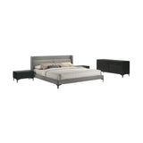 Armen Living Legend MDF & Rubberwood/LEG: Metal/Fabric 100% Polyester Bedroom 4-Piece Set