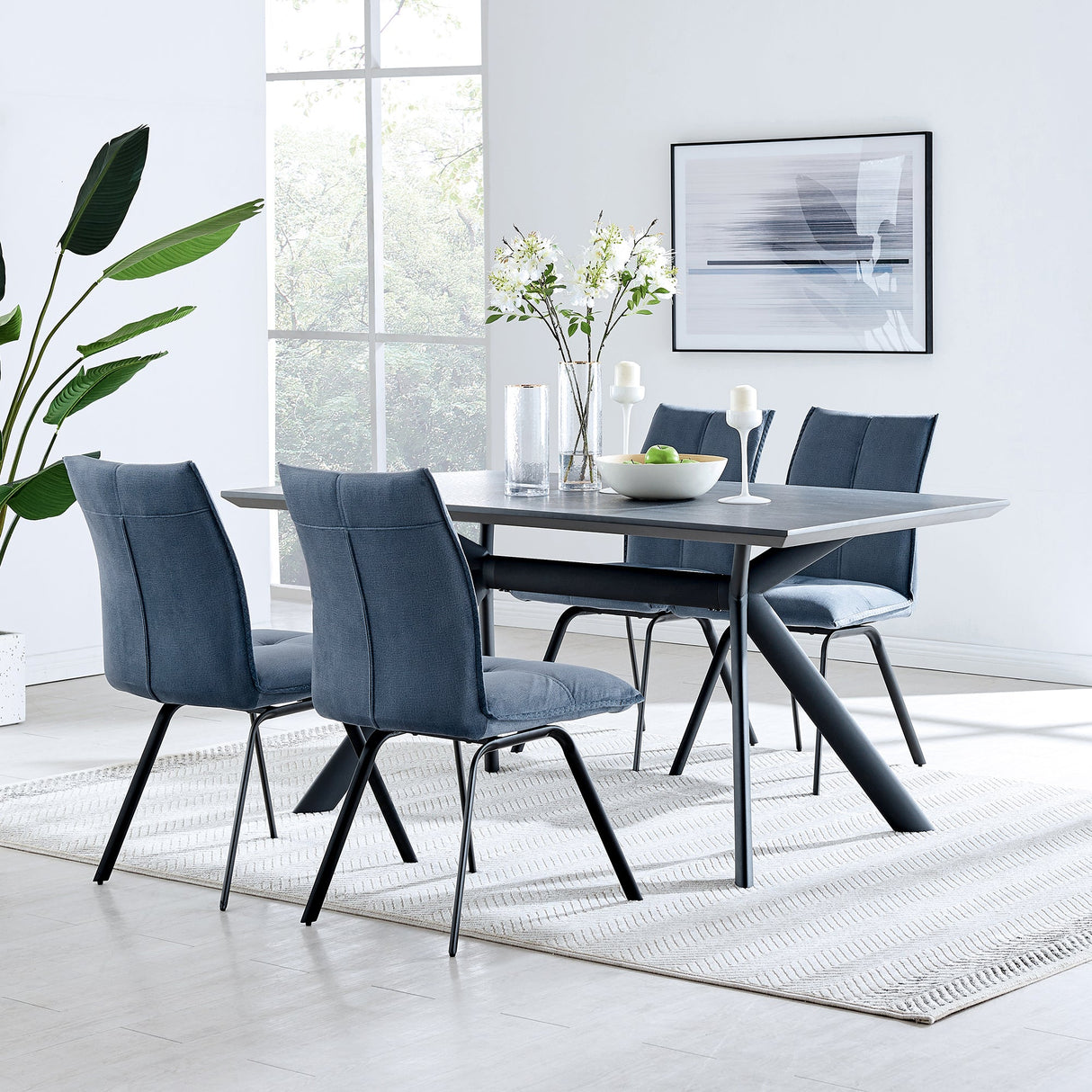 Armen Living Margot/Rylee Fabric+Metal+Melamine 100% Polyester Dining Set - 5-Piece