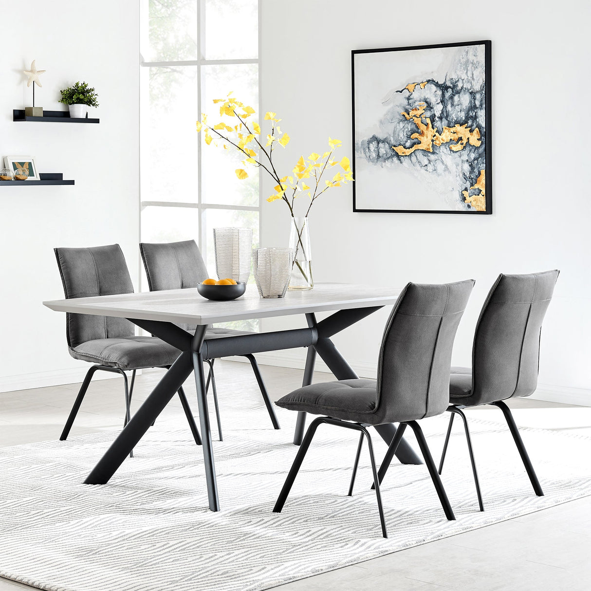 Armen Living Margot/Rylee Fabric+Metal+Melamine 100% Polyester Dining Set - 5-Piece