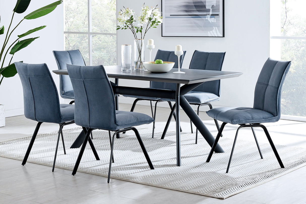 Armen Living Margot/Rylee Fabric+Metal+Melamine 100% Polyester Dining Set - 7-Piece