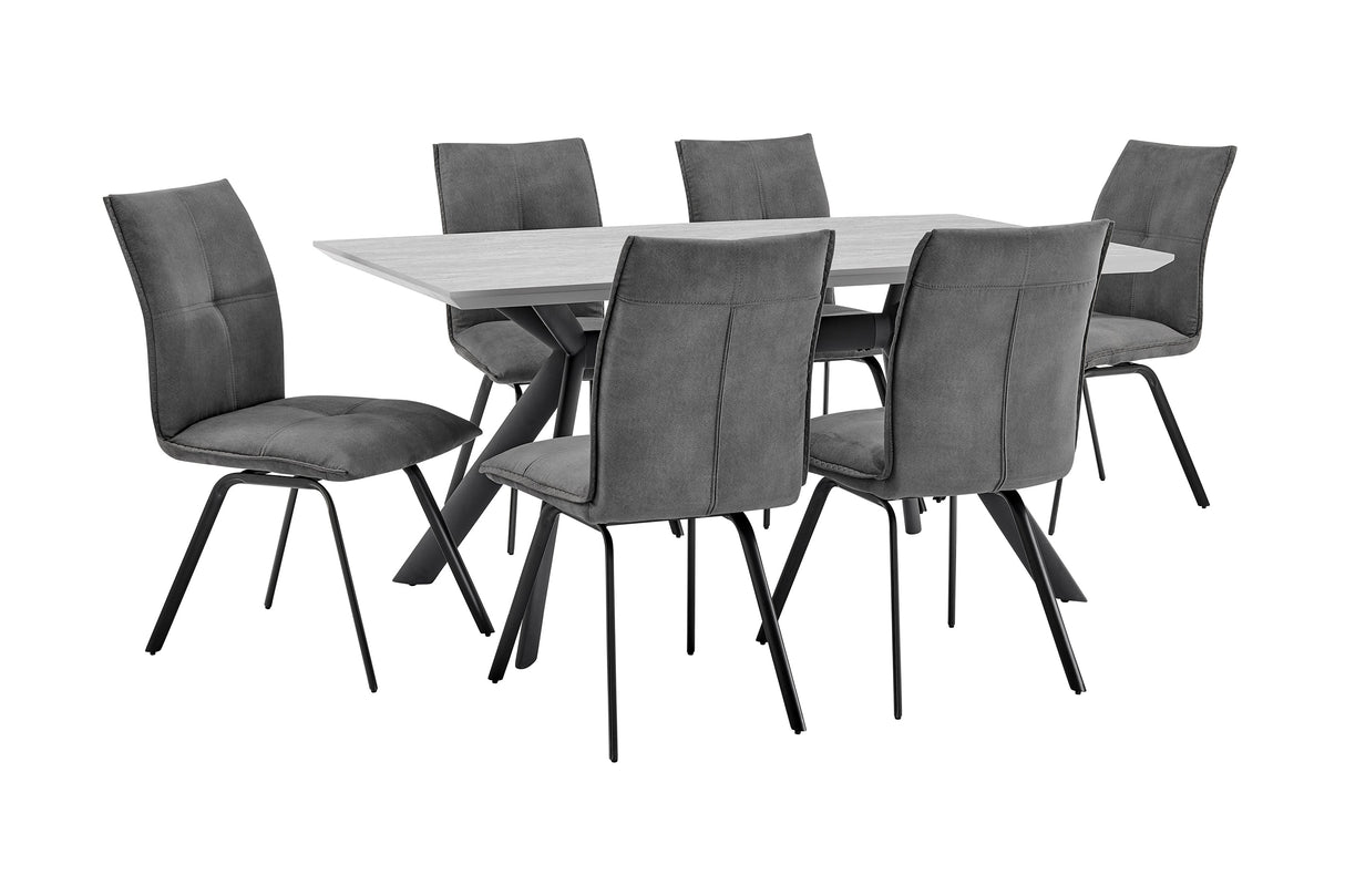 Armen Living Margot/Rylee Fabric+Metal+Melamine 100% Polyester Dining Set - 7-Piece