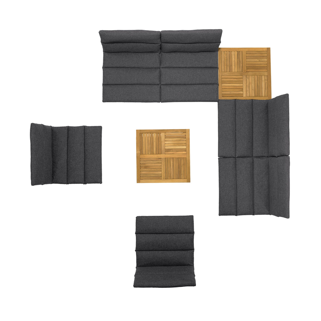 Armen Living Arno Teak Wood Frame Olefin Fabric Cushion 100% Olefin 8-Piece Outdoor Conversation Set