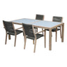 Armen Living Sienna Eucalyptus/Super Stone/Rope Polypropolene 5-Piece Outdoor Dining Set