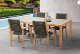 Armen Living Sienna Eucalyptus/Super Stone/Rope Polypropolene 5-Piece Outdoor Dining Set