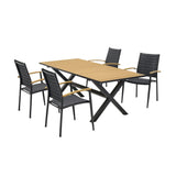 Armen Living Portals Aluminum/Teak 5-Piece Outdoor Dining Set