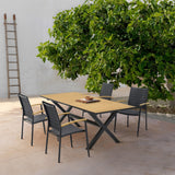 Armen Living Portals Aluminum/Teak 5-Piece Outdoor Dining Set