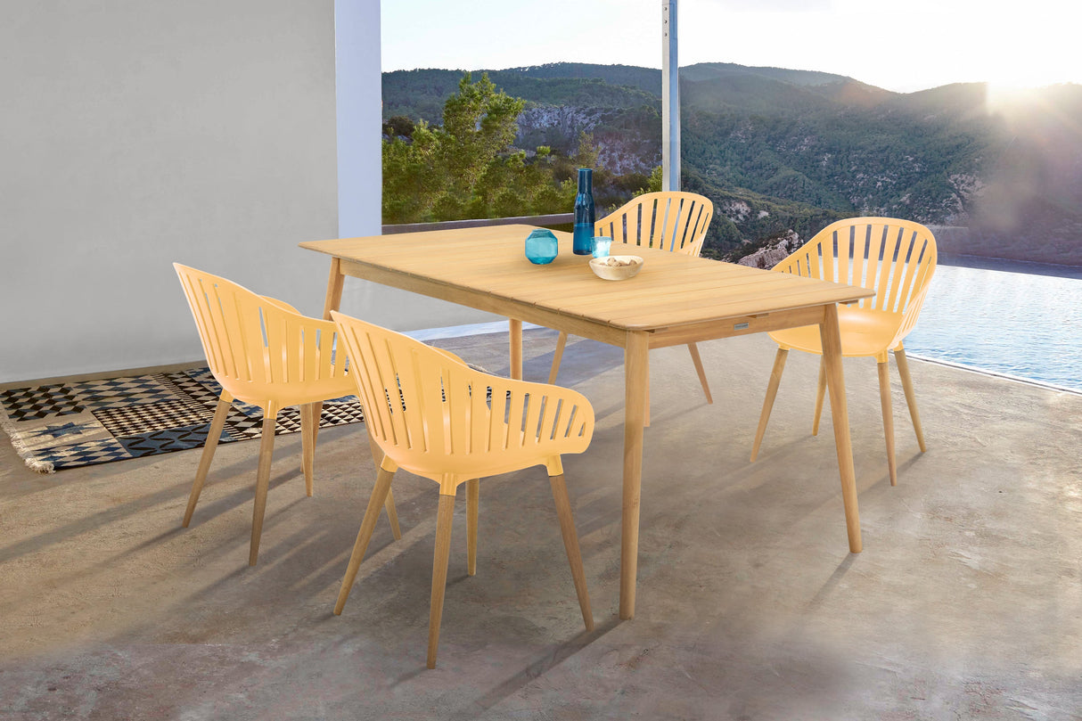 Armen Living Nassau Plastic/Eucalyptus 5-Piece Outdoor Dining Set