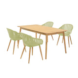 Armen Living Nassau Plastic/Eucalyptus 5-Piece Outdoor Dining Set