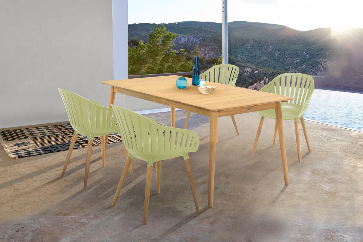 Armen Living Nassau Plastic/Eucalyptus 5-Piece Outdoor Dining Set