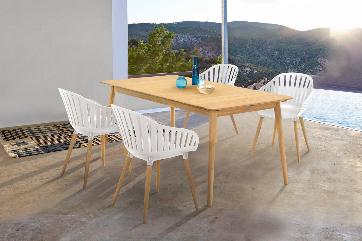 Armen Living Nassau Plastic/Eucalyptus 5-Piece Outdoor Dining Set