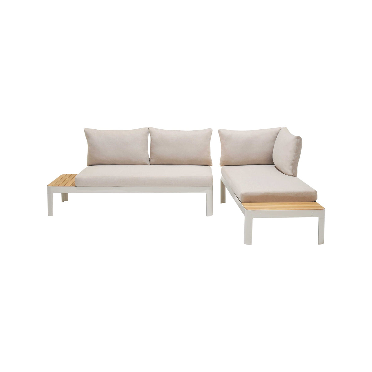 Armen Living Portals Aluminum/Teak/Olefin Olefin 2-Piece Outdoor Sofa