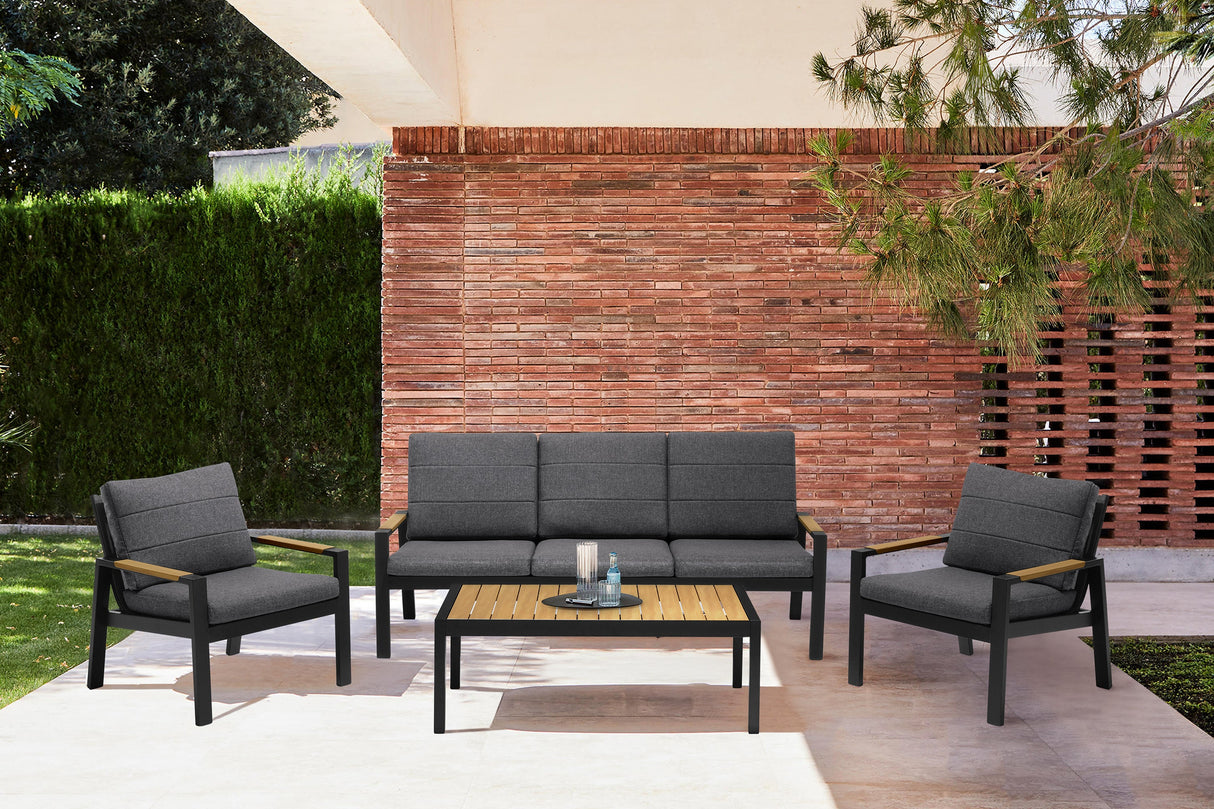 Armen Living Panama Aluminum/Fabric 100% Olefin 4-Piece Outdoor Conversation Set