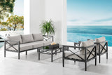 Armen Living Sonoma Aluminum Frame/Cushion 100% Polyester 4-Piece Outdoor Conversation Set