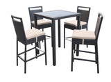 Armen Living Tropez Aluminum/Brown Hdpe Wicker/Black Glass 100% Water-Proof Polyester Outdoor Pub Set