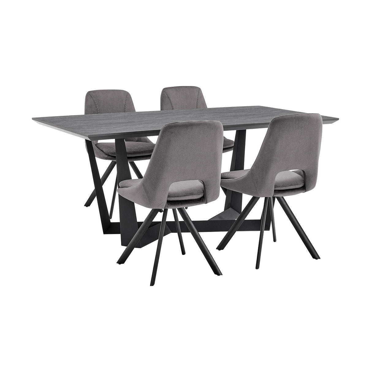 Armen Living Radford/Lexi Velvet+Metal+Melamine 100% Polyester Dining Set - 5-Piece