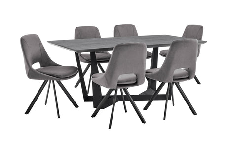 Armen Living Radford/Lexi Velvet+Metal+Melamine 100% Polyester Dining Set - 7-Piece