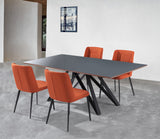 Armen Living Urbino Metal/Mdf Wood/Glass Dining Set - 5-Piece