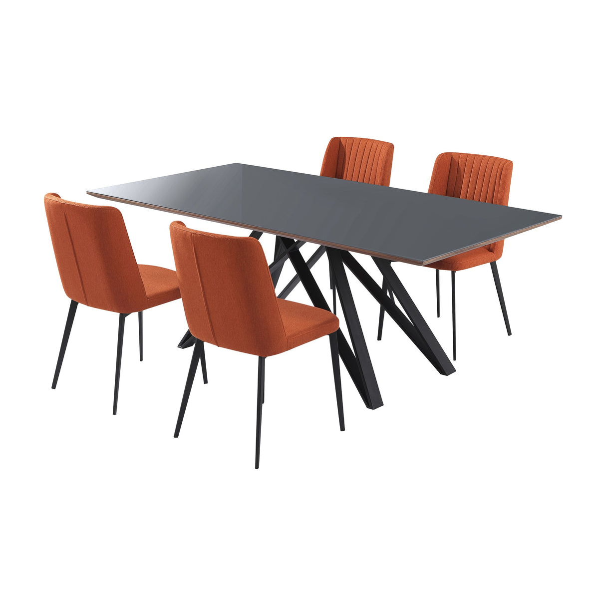 Armen Living Urbino Metal/Mdf Wood/Glass Dining Set - 5-Piece