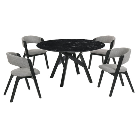 Armen Living Venus Marble Mdf/Rubberwood 100% Polyester Dining Set - 5-Piece