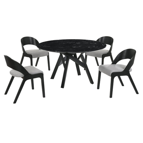 Armen Living Venus Marble Mdf/Rubberwood 100% Polyester Dining Set - 5-Piece