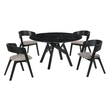 Armen Living Venus Marble Mdf/Rubberwood 100% Polyester Dining Set - 5-Piece