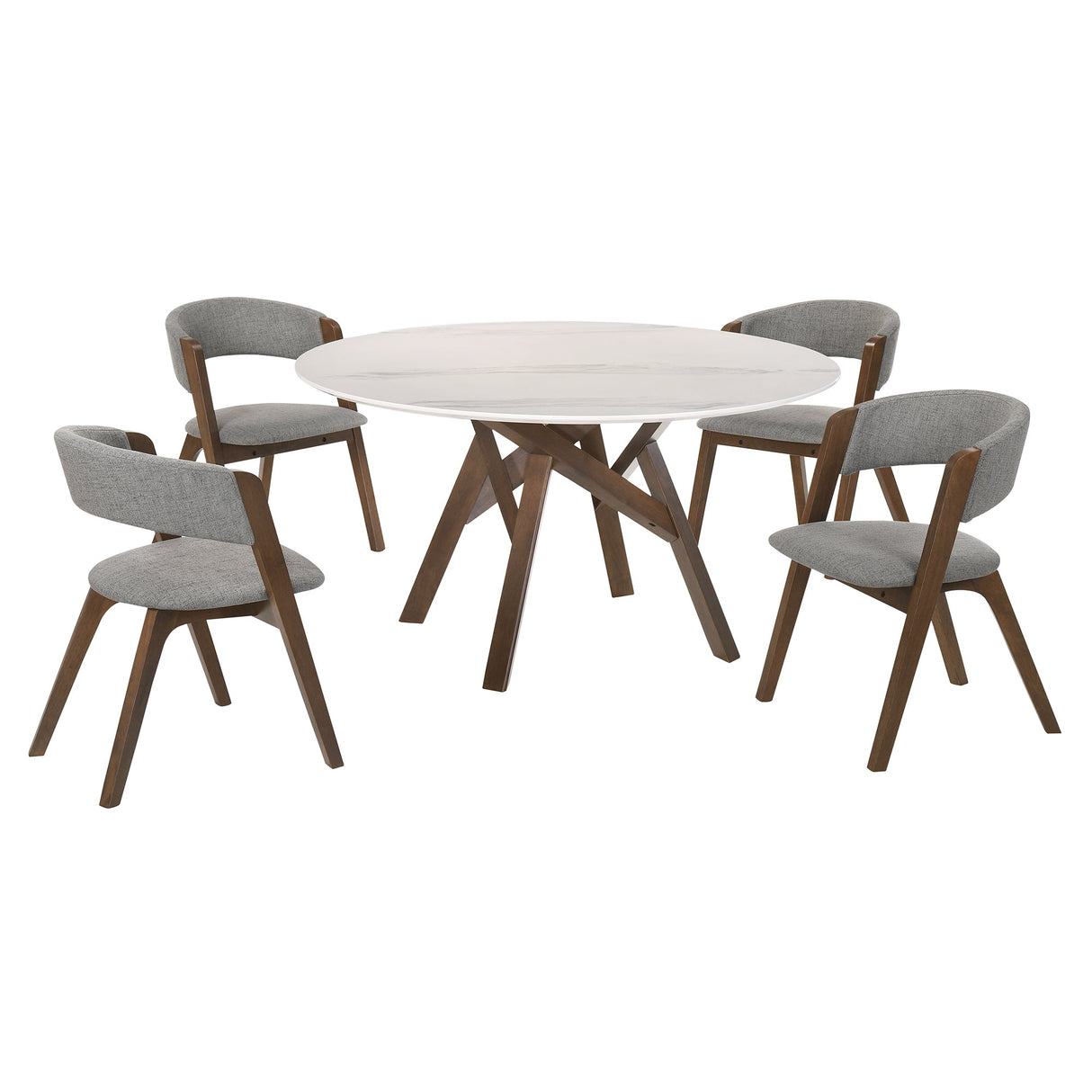 Armen Living Venus Marble Mdf/Rubberwood 100% Polyester Dining Set - 5-Piece