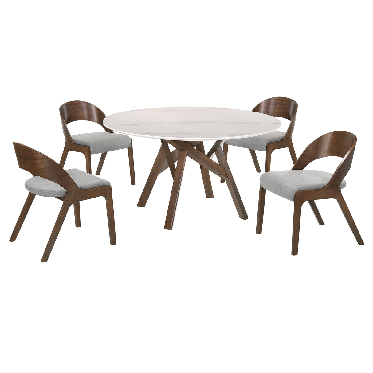 Armen Living Venus Marble Mdf/Rubberwood 100% Polyester Dining Set - 5-Piece