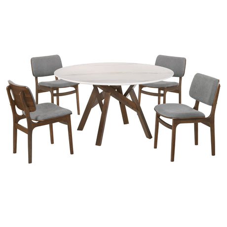 Armen Living Venus Marble Mdf/Rubberwood 100% Polyester Dining Set - 5-Piece