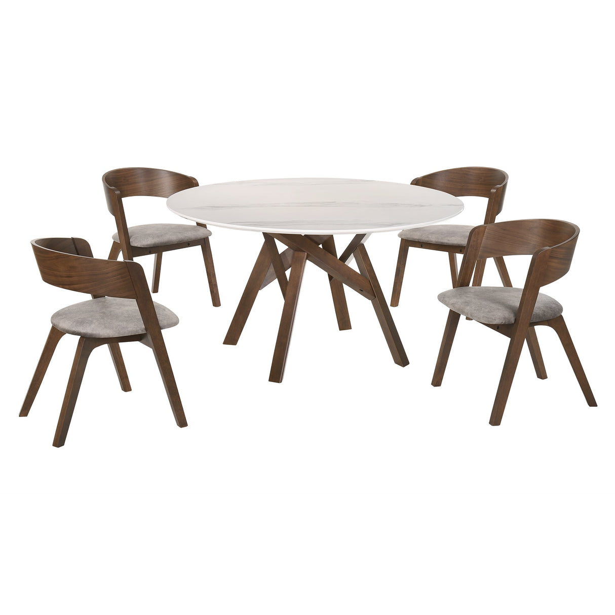 Armen Living Venus Marble Mdf/Rubberwood 100% Polyester Dining Set - 5-Piece