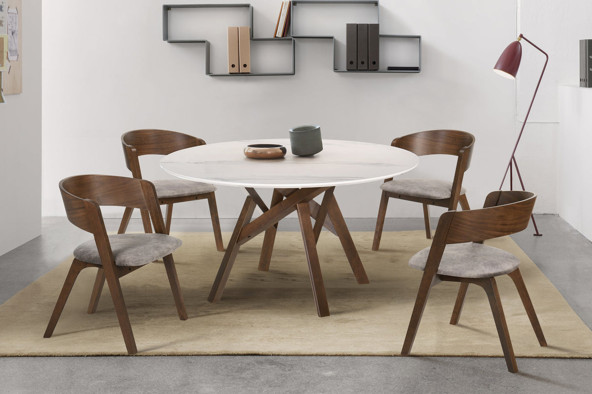 Armen Living Venus Marble Mdf/Rubberwood 100% Polyester Dining Set - 5-Piece