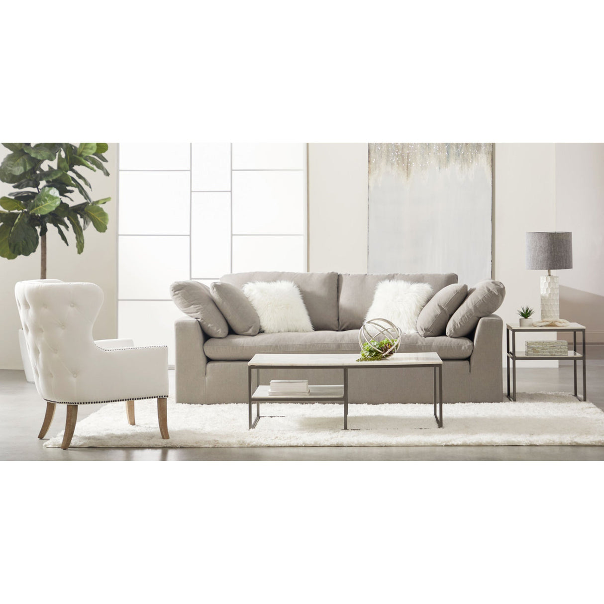 Essentials For Living Stitch & Hand - Upholstery Sky 96" Sofa 6610-3.LPSLA