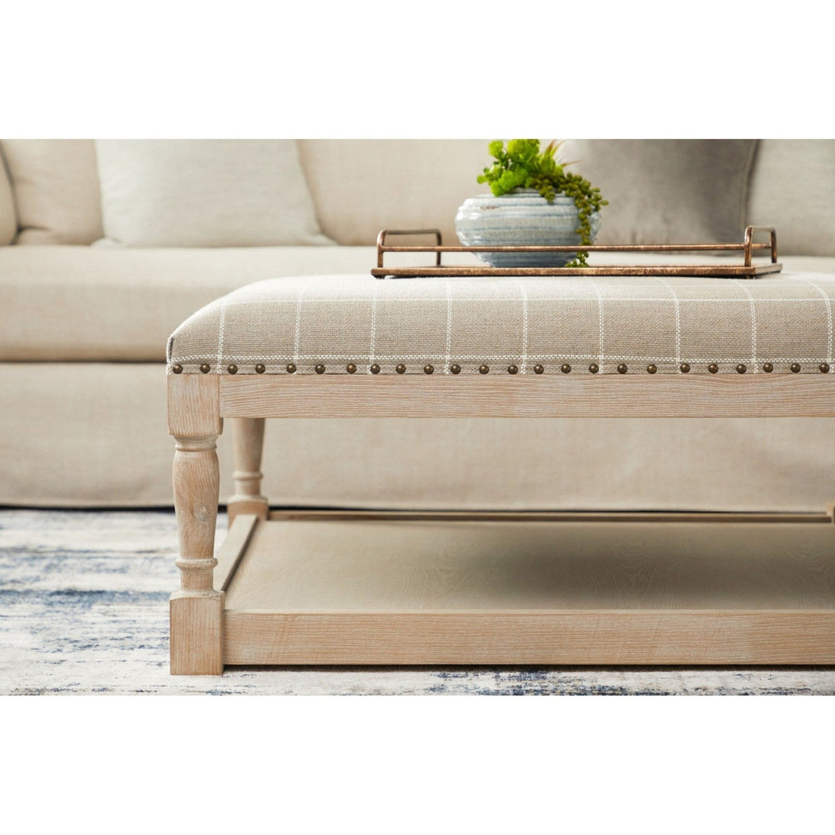 Essentials For Living Essentials Townsend Upholstered Coffee Table 6429UP.WPEB-GLD/NG