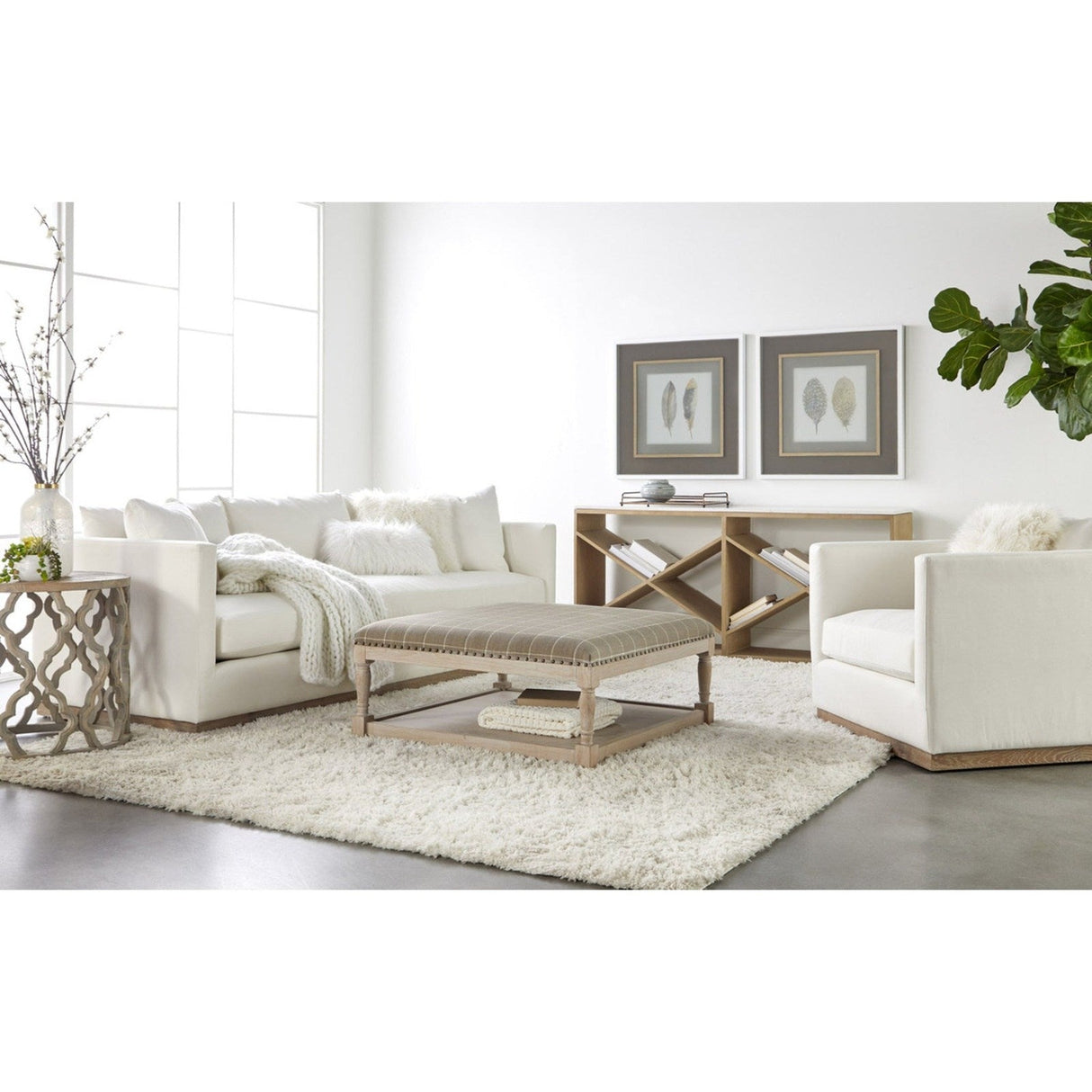 Essentials For Living Essentials Townsend Upholstered Coffee Table 6429UP.WPEB-GLD/NG