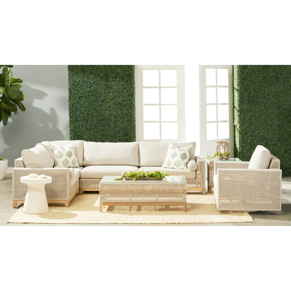 Essentials For Living Woven - Outdoor Tropez Outdoor Modular Left Facing 1-Arm Sofa 6843-2S1L.WTA/PUM/GT