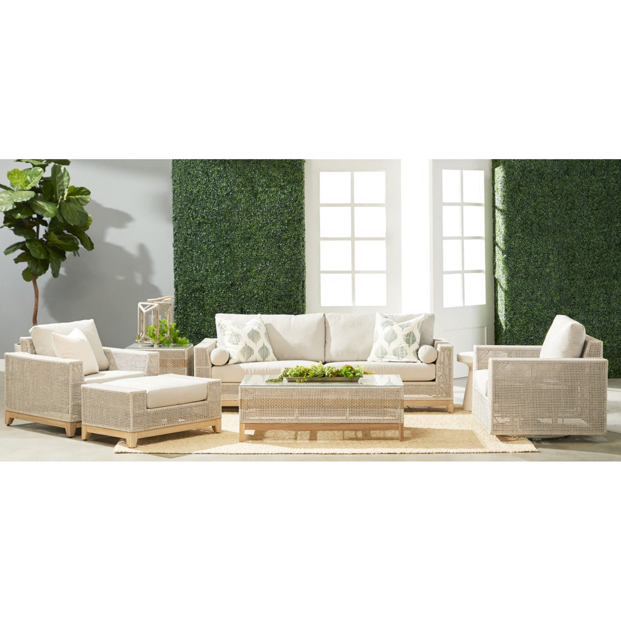 Essentials For Living Woven - Outdoor Tropez Outdoor Ottoman 6843-0.WTA/PUM/GT