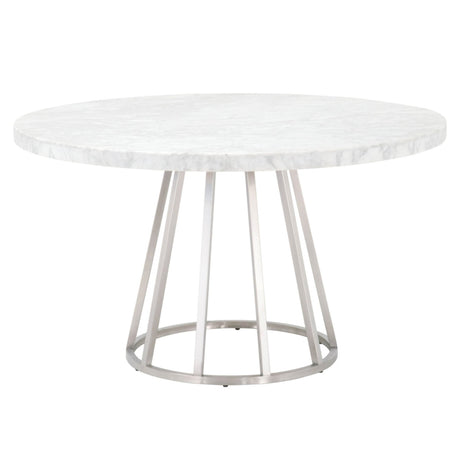 Essentials For Living Traditions Turino 54" Round Dining Table Carrera Top 6059.WHT