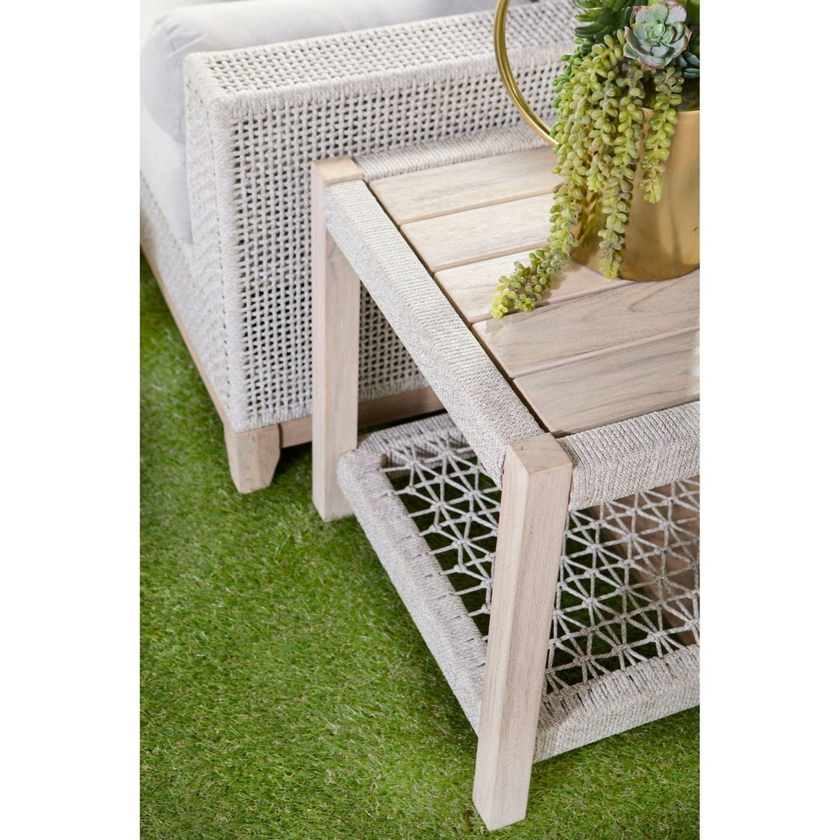 Essentials For Living Woven - Outdoor Wrap Outdoor End Table 6872.WTA/GT