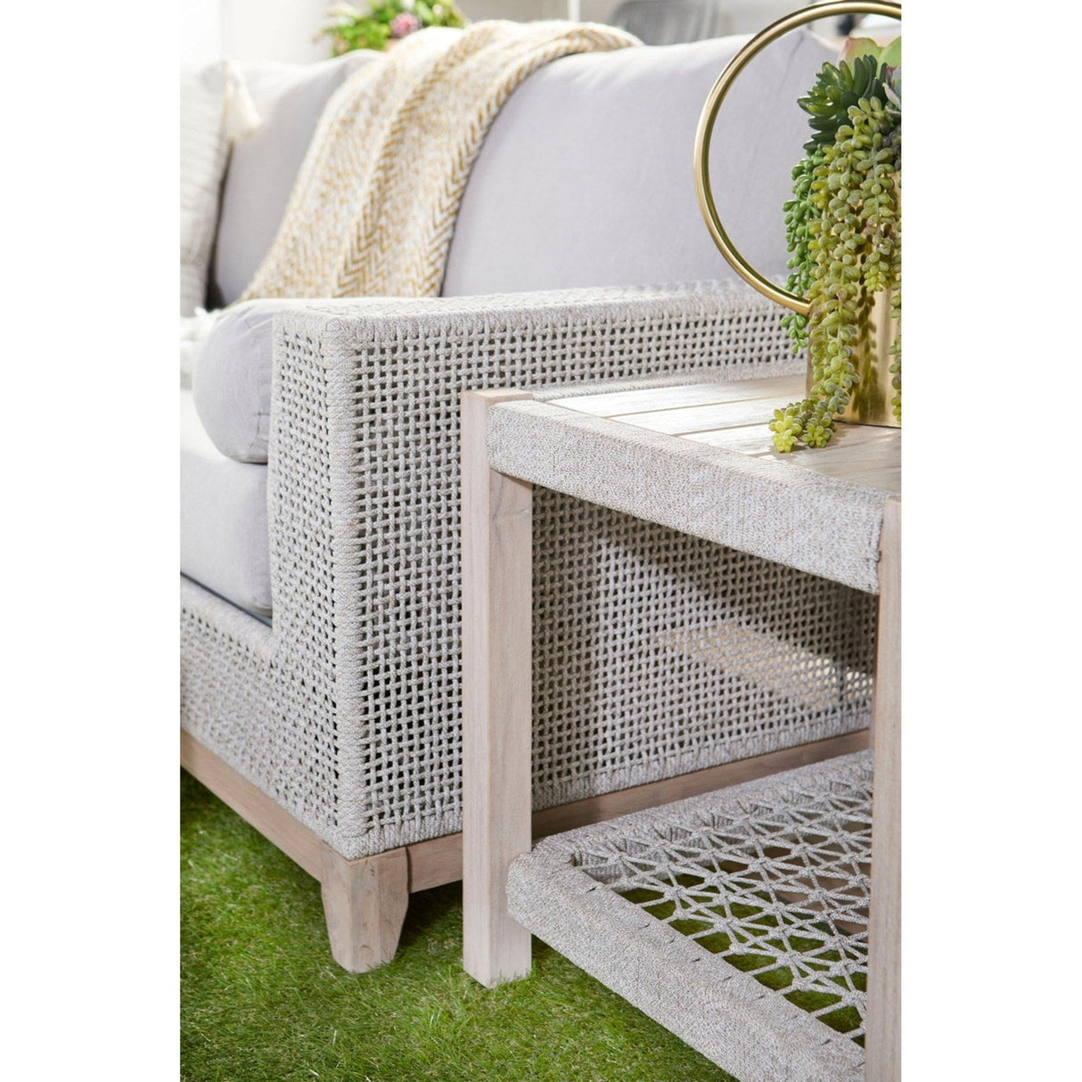 Essentials For Living Woven - Outdoor Wrap Outdoor End Table 6872.WTA/GT