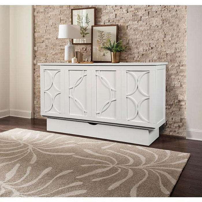 Arason - Creden-ZzZ Brussels White Queen  Cabinet Murphy Bed with Mattress