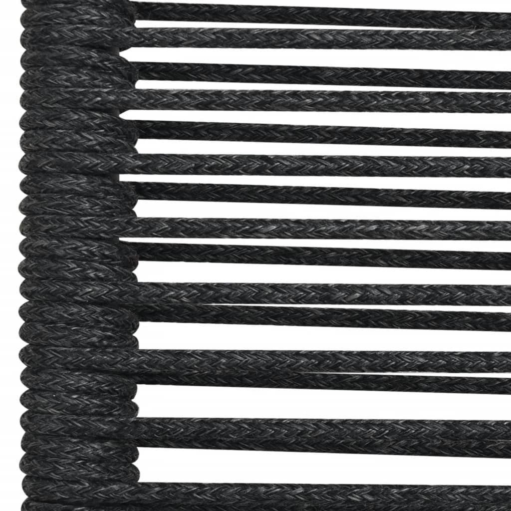 7 Piece Patio Dining Set Black Cotton Rope and Steel