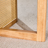 Naturally elegant wooden coffee table with faux rattan accents