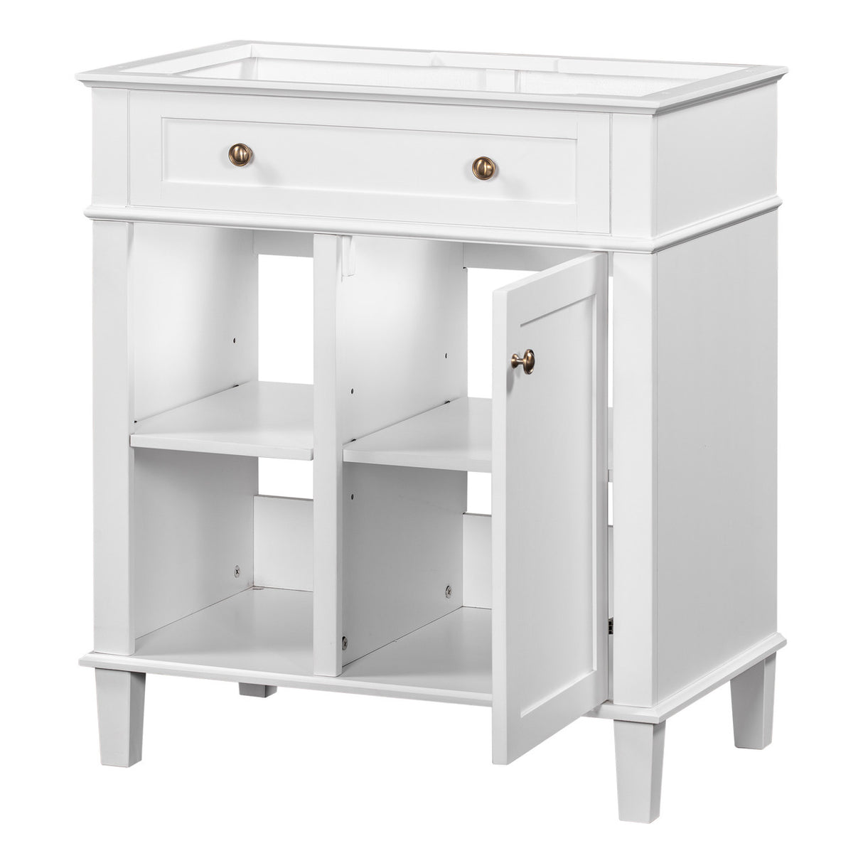 White 30" Bathroom Vanity without Sink, Bathroom Cabinet Base Only