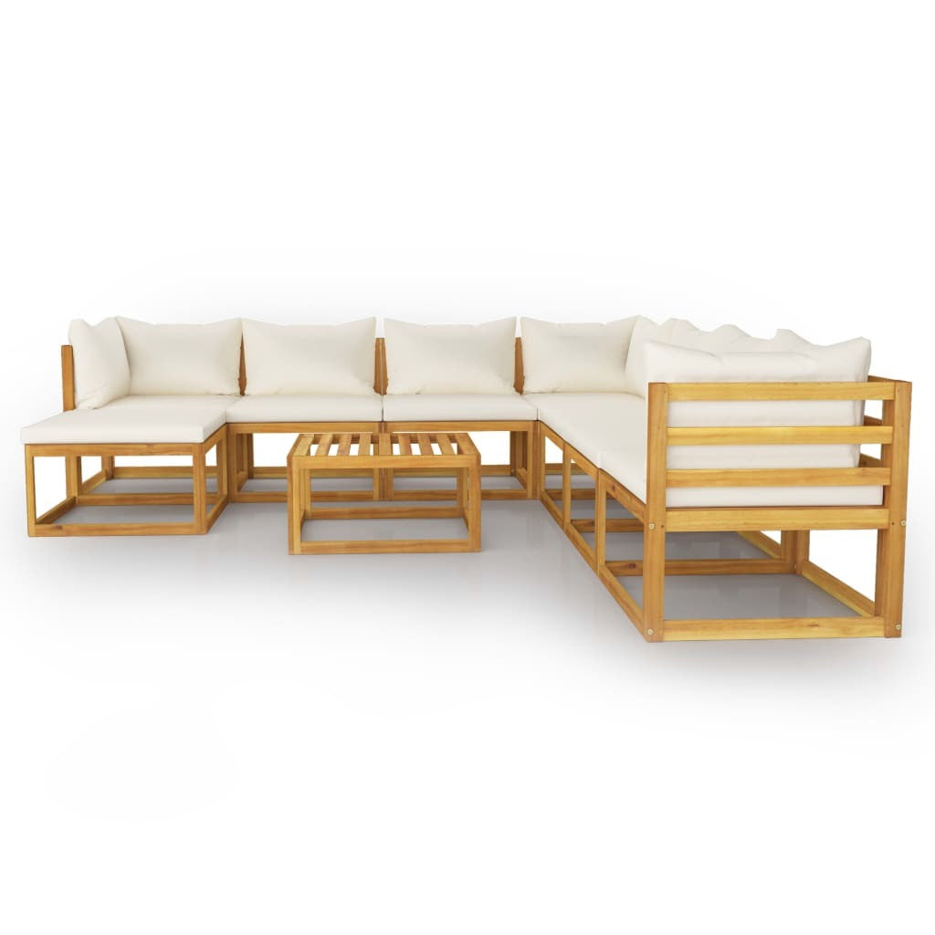 9 Piece Wood Patio Lounge Set with Cushions