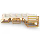 9 Piece Wood Patio Lounge Set with Cushions