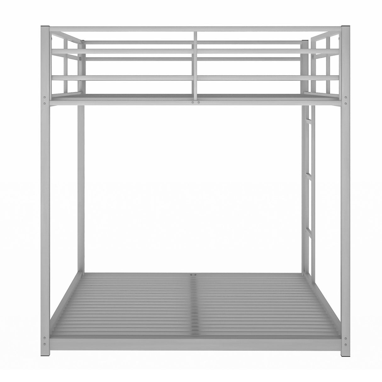 Full over Full Metal Bunk Bed, Low Bunk Bed with Ladder, Silver