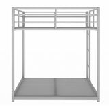 Full over Full Metal Bunk Bed, Low Bunk Bed with Ladder, Silver