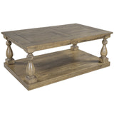 U_STYLE Rustic Floor Shelf Coffee Table with Storage