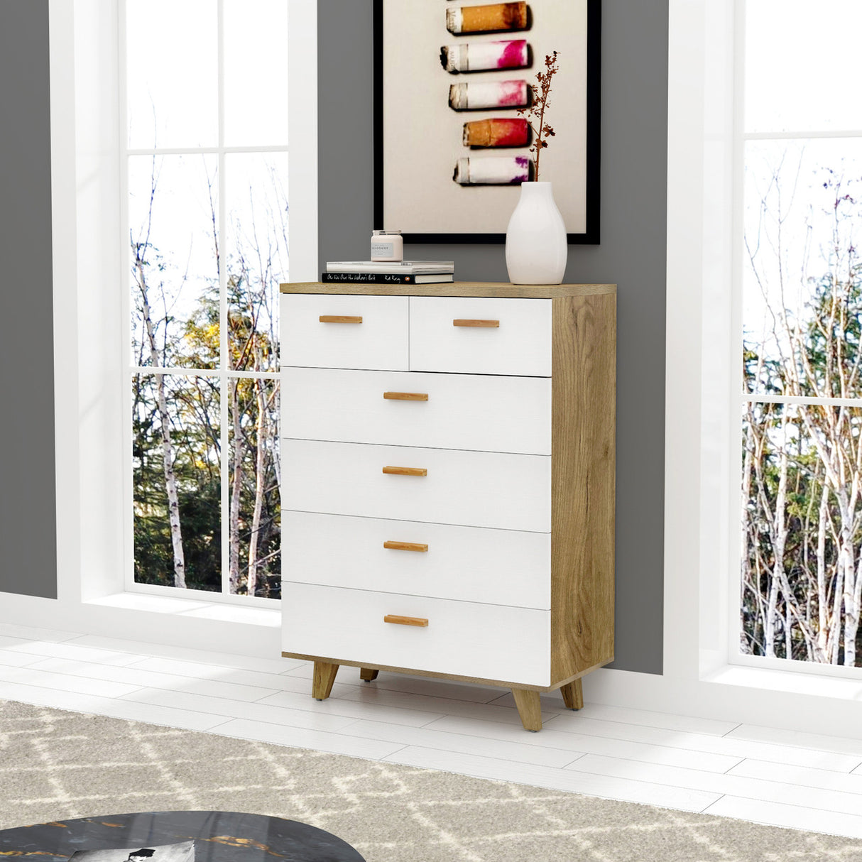 White Wood Dresser Drawer Cabinets