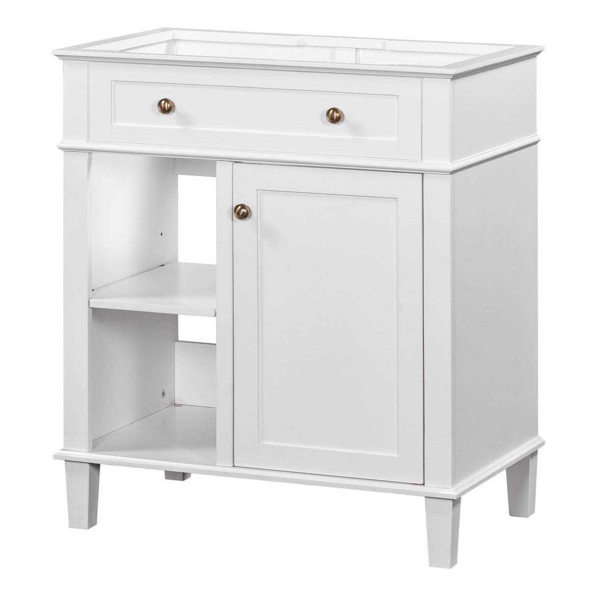 White 30" Bathroom Vanity without Sink, Bathroom Cabinet Base Only